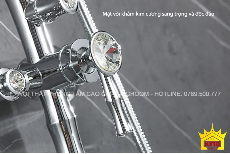 Mặt vòi khảm kim cương sang trọng và độc đáo của bộ vòi sen tắm đứng cổ điển Aqua S96