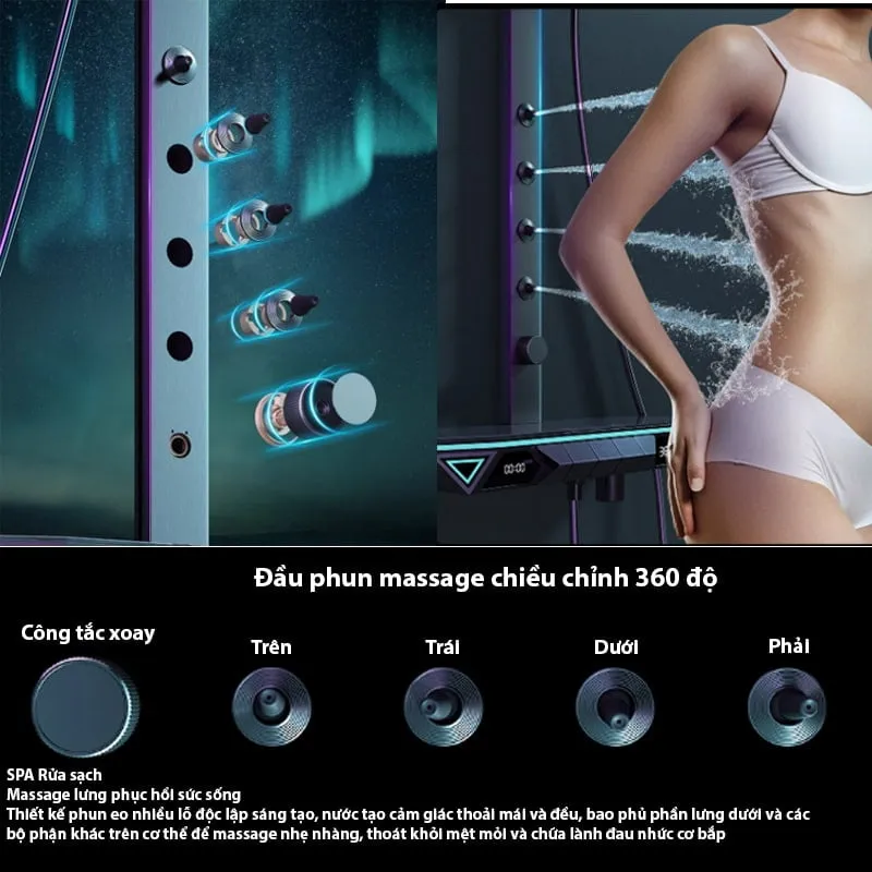 Đầu phun massage của bộ sen tắm Aqua HS50 với điều chỉnh 360 độ.