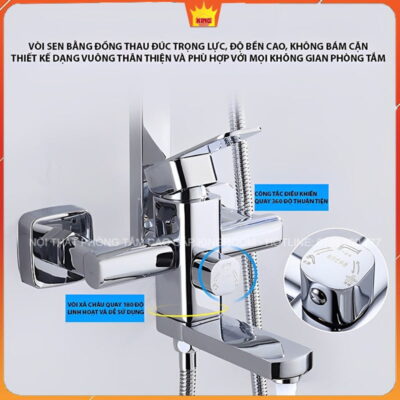 Sen Cây Nóng Lạnh Bằng Đồng Mạ Crom Aqua 40Q – Kingroom - ảnh 3