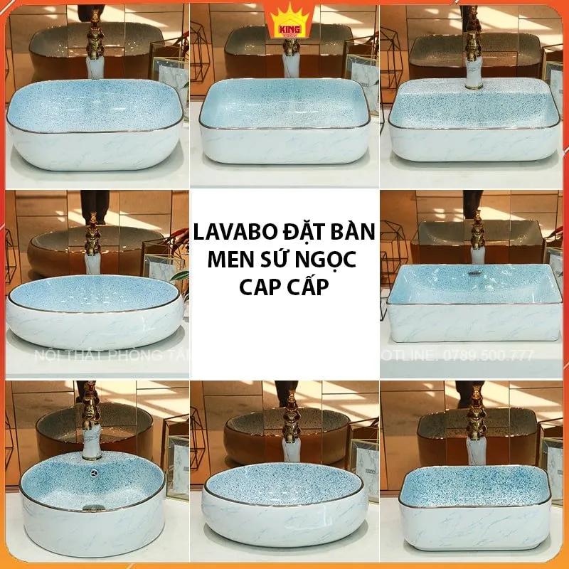 Các mẫu thiết kế khác nhau của Lavabo Đặt Bàn Men Xám Ngọc Aqua MS5.