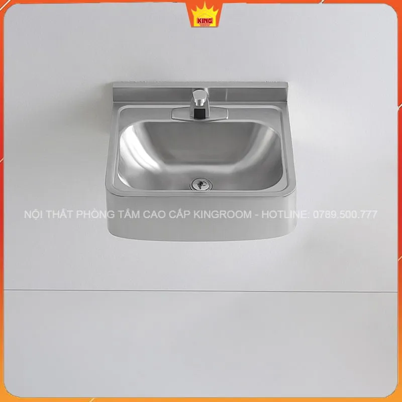 Lavabo Inox Treo Tường Aqua DC50 chụp từ phía trước.