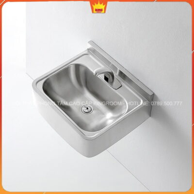 Lavabo Inox Treo Tường Aqua DC50 nhìn từ góc nghiêng.