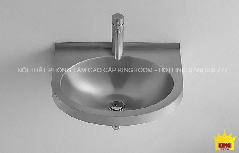 Lavabo treo tường inox 304 Aqua SH50 với thiết kế sang trọng và bề mặt mịn màng