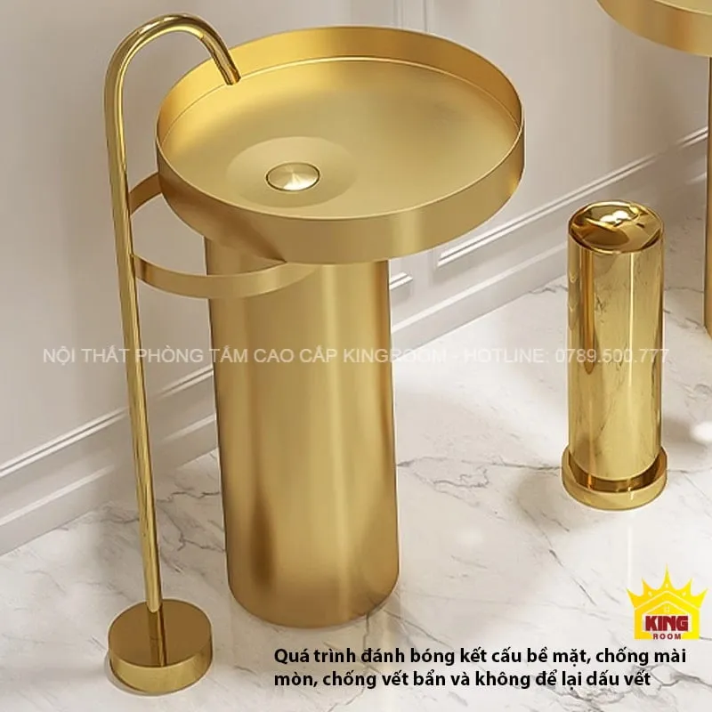 Bồn rửa tay inox trụ đứng Aqua BN50 với quá trình đánh bóng kết cấu bề mặt chống mài mòn và không để lại dấu vết