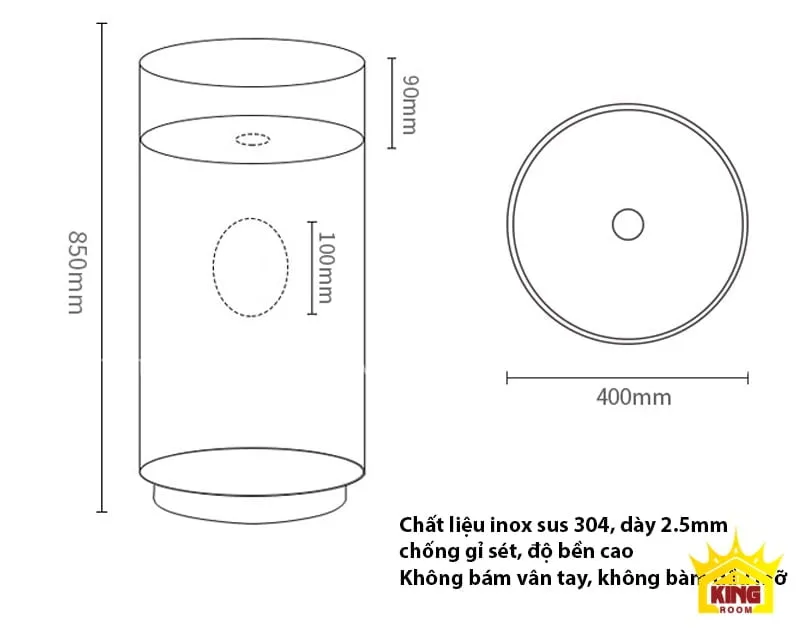 Bản vẽ kỹ thuật với kích thước chi tiết.