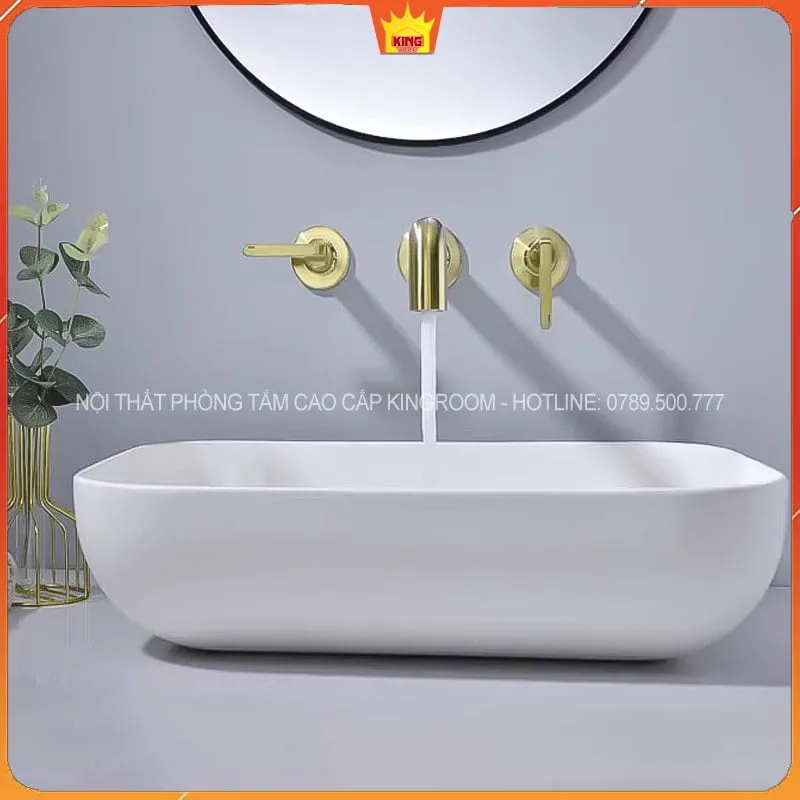 Vòi lavabo âm tường bằng đồng Aqua 80LA