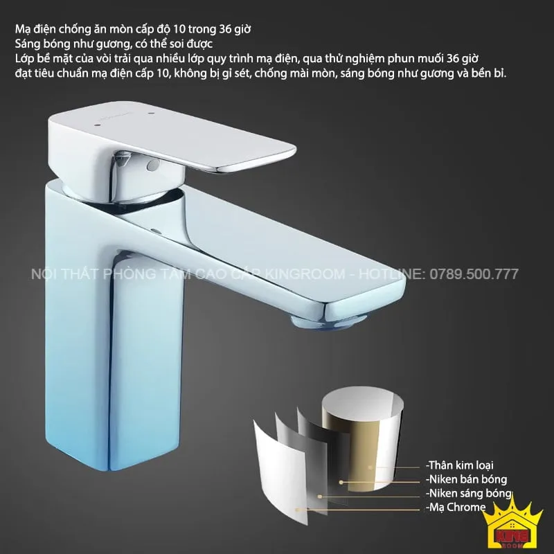 Mạ điện chống ăn mòn của Vòi Lavabo Nóng Lạnh Aqua KL9