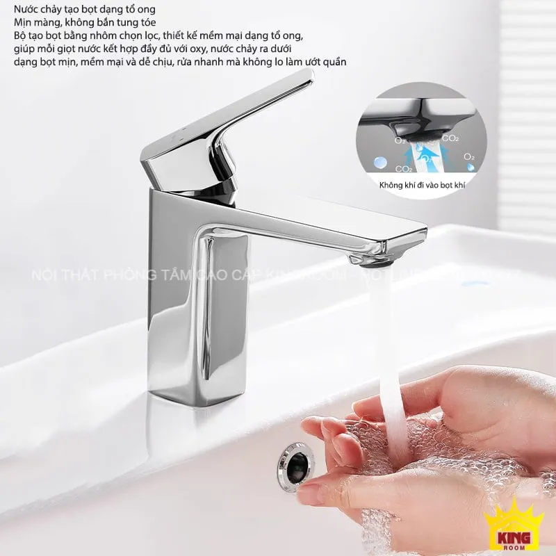 Nước chảy tạo bọt từ Vòi Lavabo Nóng Lạnh Aqua KL9