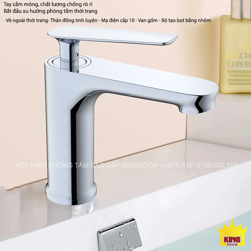 Vòi Aqua SS30 với thiết kế hiện đại và bề mặt mạ chrome, lắp đặt trên bồn rửa