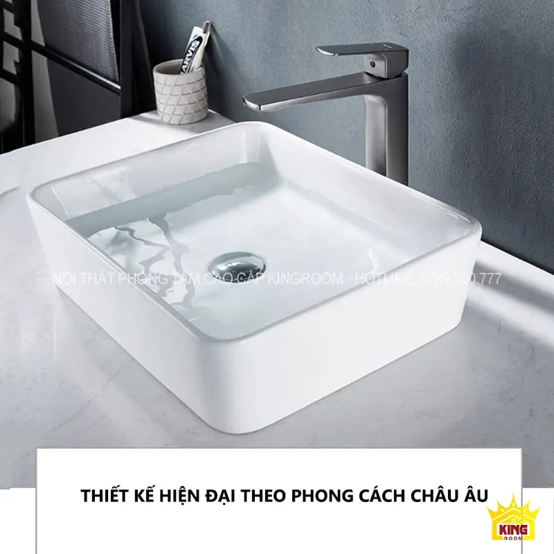 Vòi Lavabo Nóng Lạnh Màu Xám Aqua VD30 với thiết kế hiện đại theo phong cách Châu Âu.