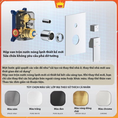 Vòi sen âm tường bằng đồng mạ Crom Aqua 50M