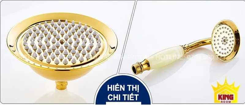 Chi tiết vòi sen mạ vàng Aqua 80H hiển thị rõ nét với chất liệu cao cấp