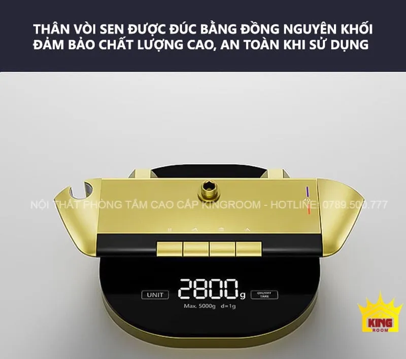  Thân vòi sen tắm Aqua DS50 đúc bằng đồng nguyên khối, nặng 2800g, chất lượng cao.