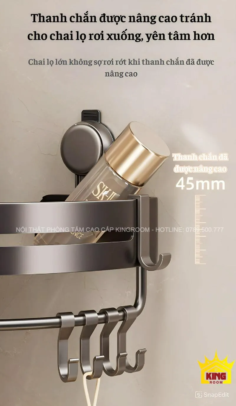 Thiết kế thanh chắn nâng cao 45mm, an toàn cho các chai lọ lớn