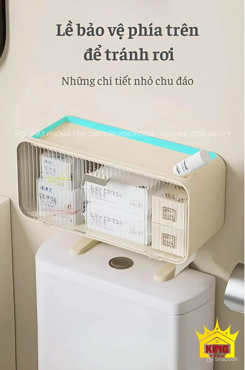 Kệ treo tường với lề bảo vệ trên để tránh rơi đồ