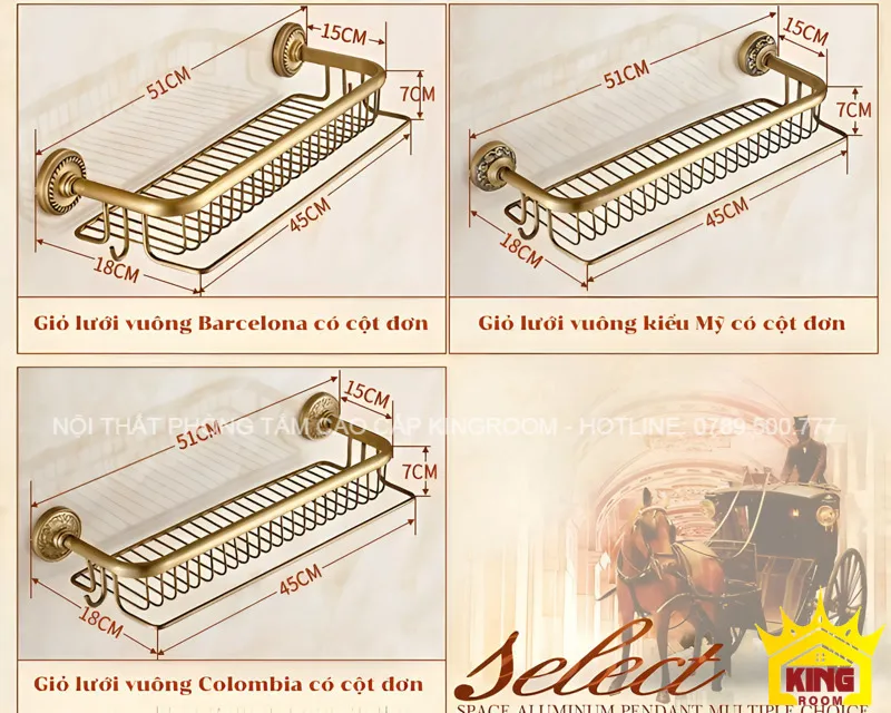 Kệ Aqua DG80 bằng đồng với kích thước chi tiết, lắp đặt linh hoạt.