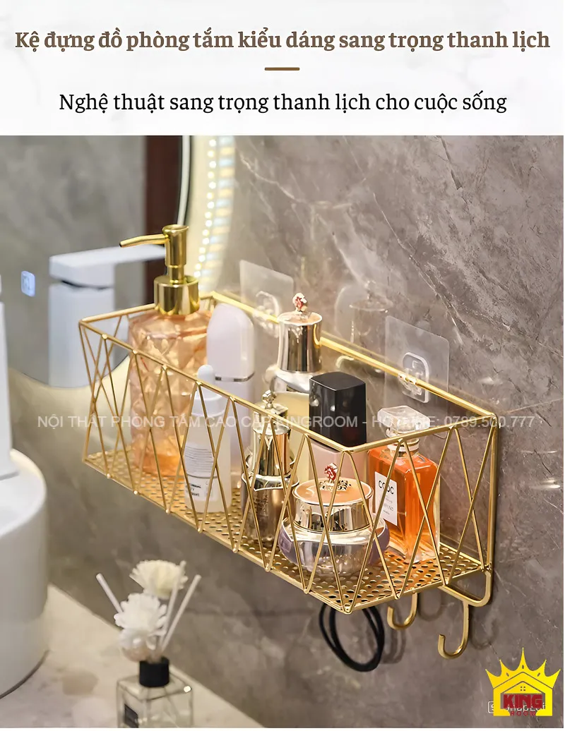 Kệ nhà tắm chữ nhật treo tường Aqua TA20 kiểu dáng sang trọng.