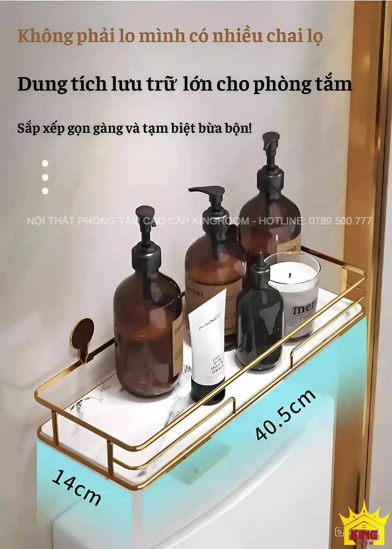 Dung tích lưu trữ lớn, kích thước lý tưởng cho phòng tắm.