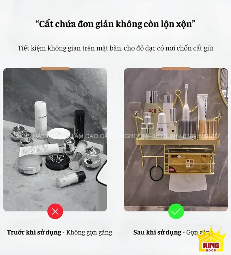 Trước và sau khi sử dụng, tiết kiệm không gian.