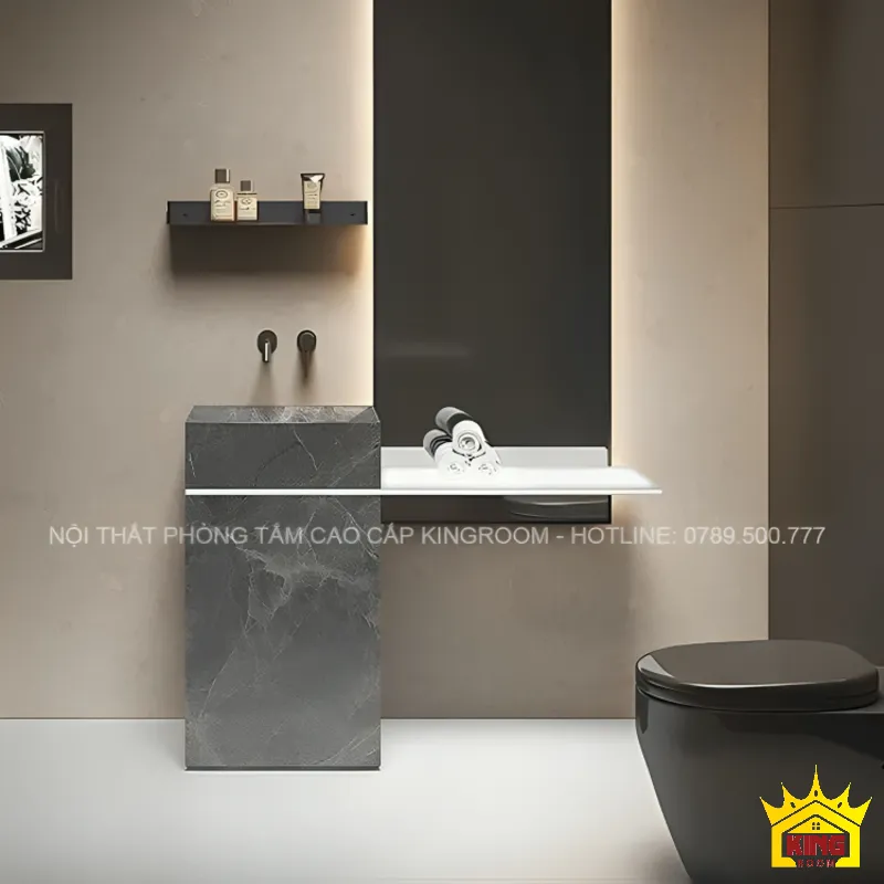 Lavabo đá thiết kế hiện đại nguyên khối