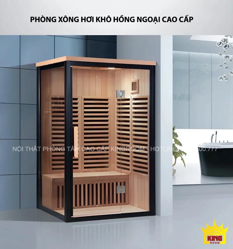 Phòng xông hơi khô hồng ngoại Aqua V502 hiện đại trong không gian nhà ấm cúng