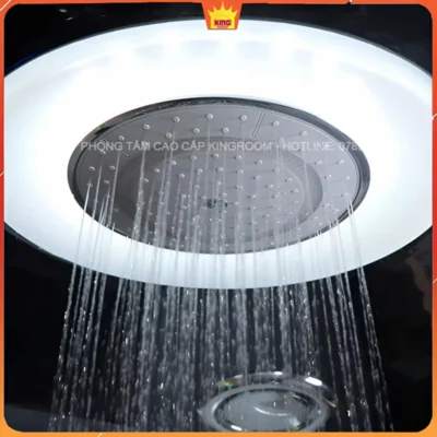 Vòi sen trần tích hợp đèn LED trong phòng xông hơi khô ướt Aqua M-6035, thiết kế hiện đại và tiện ích