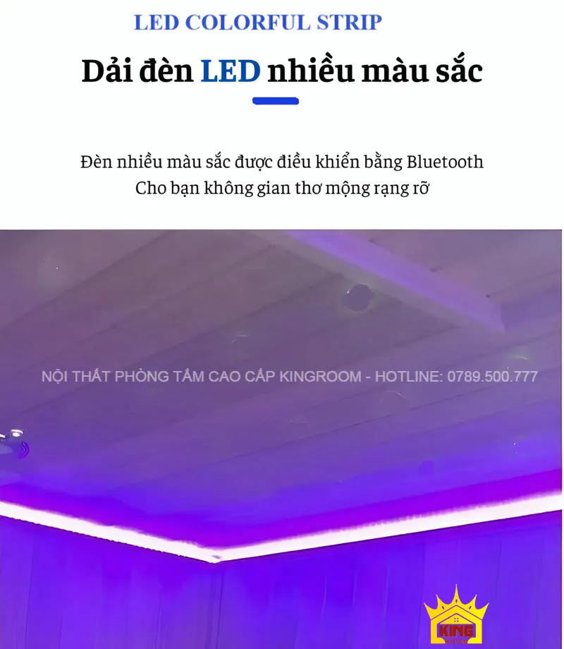 Dải đèn LED nhiều màu sắc trong Phòng xông hơi Aqua B502