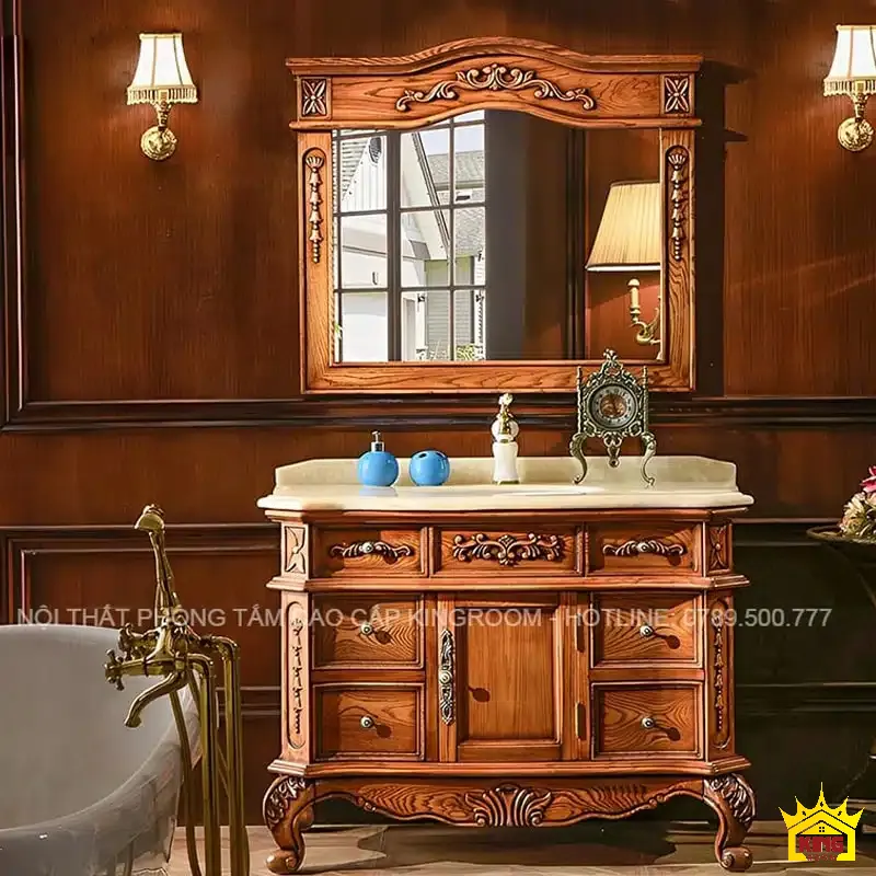 Tủ lavabo với mặt đá cẩm thạch sang trọng