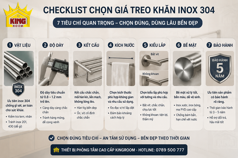7 tiêu chí chọn giá treo khăn inox 304
