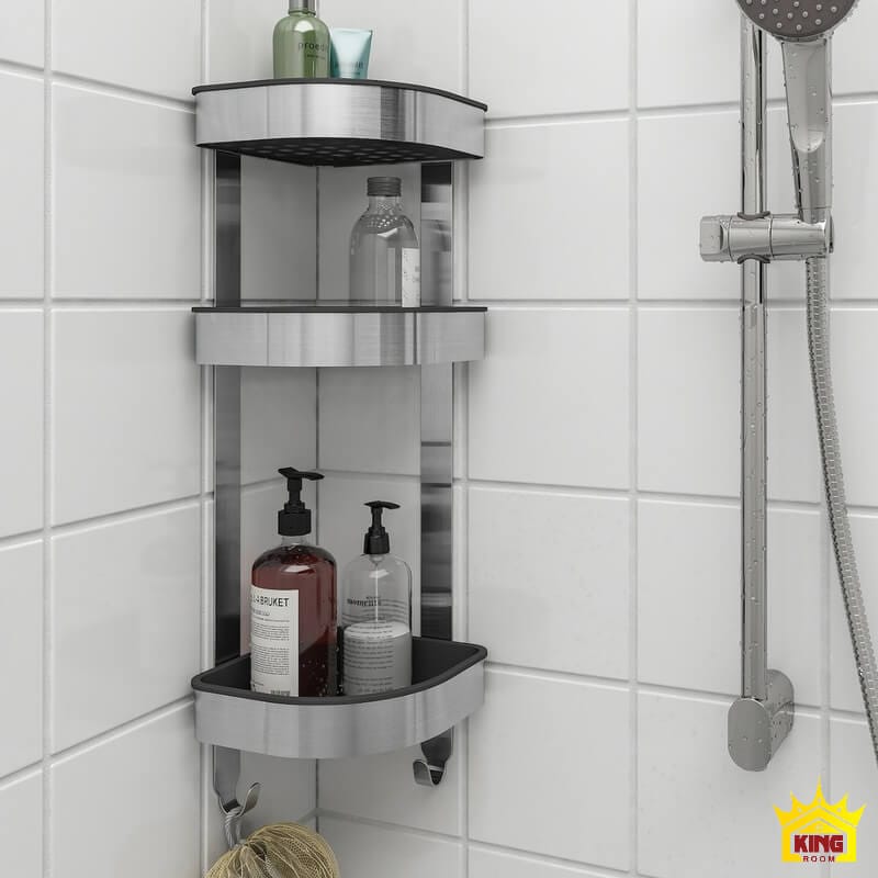 Chọn kiểu kệ góc tam giác nhà tắm theo cách lắp đặt