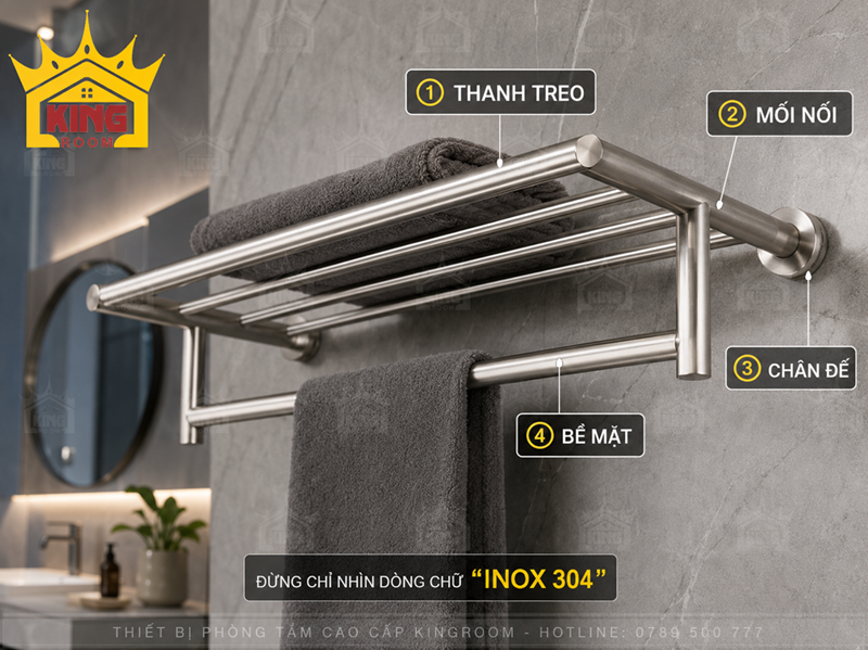 Kiểm tra kết cấu giá treo khăn inox 304