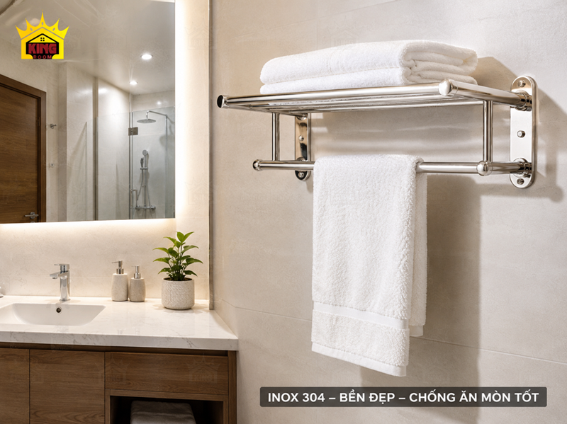 Kinh nghiệm chọn giá treo khăn inox 304 bền đẹp