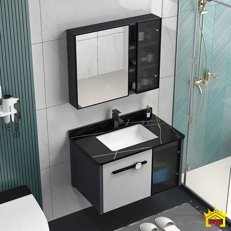 Minh họa mẫu tủ lavabo làm từ nhôm 