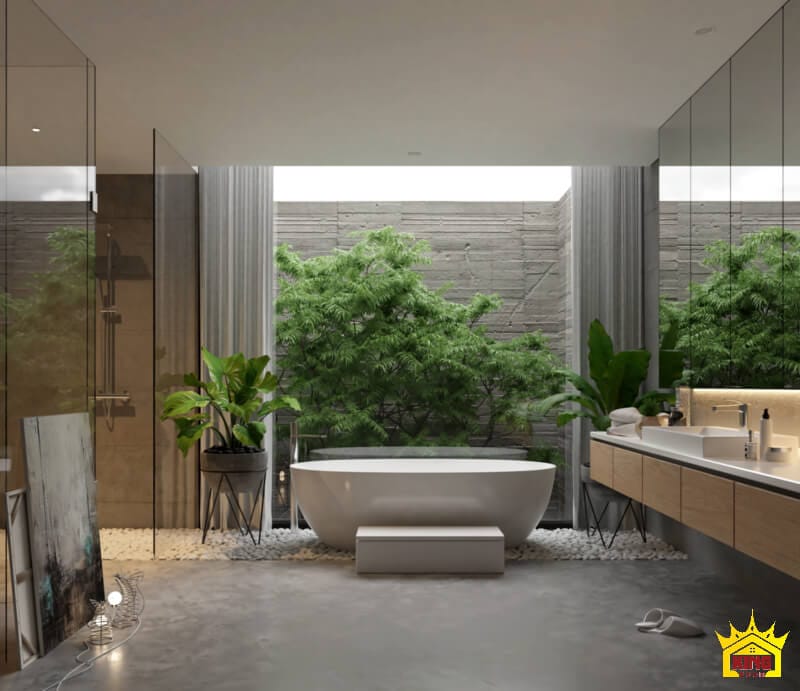 Thoải mái bố trí nội thất cho nhà vệ sinh lớn