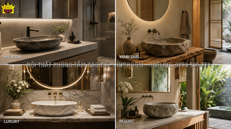 Các mẫu lavabo đá đẹp theo phong cách phòng tắm