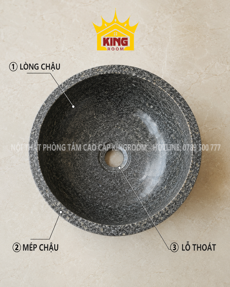 Kiểm tra lòng chậu và lỗ thoát lavabo đá