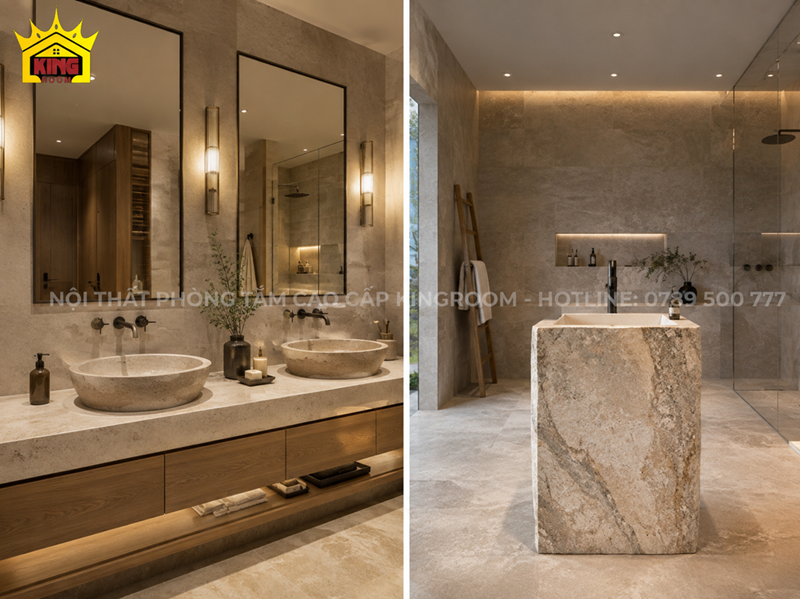 Lavabo đá đẹp cho phòng tắm diện tích lớn