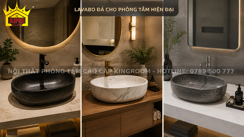 Mẫu lavabo đá đẹp cho phòng tắm hiện đại