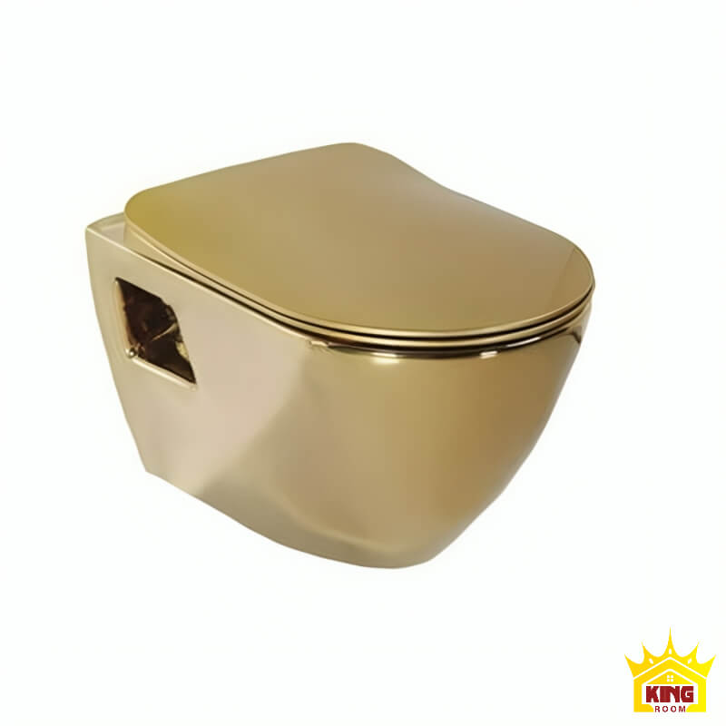 Minh họa sản phẩm bồn cầu mạ vàng treo tường