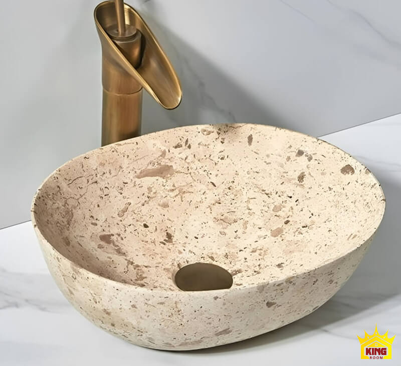 Sản phẩm chậu lavabo được làm từ đá travertine XS12