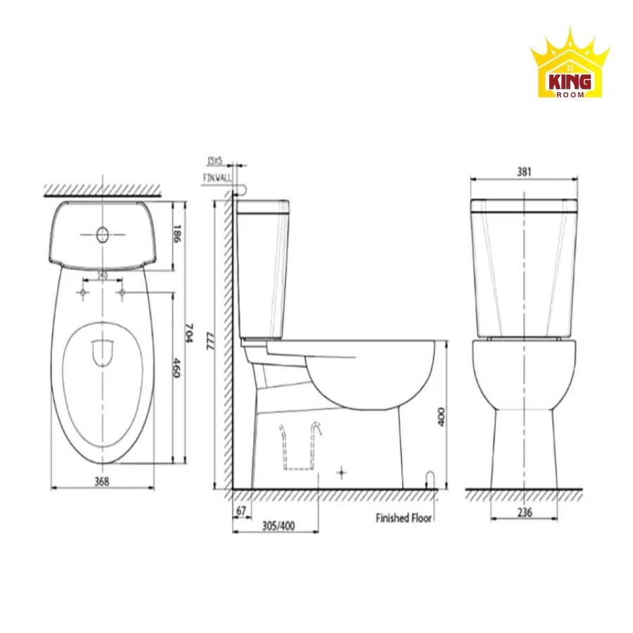 Kích thước bồn cầu 2 khối