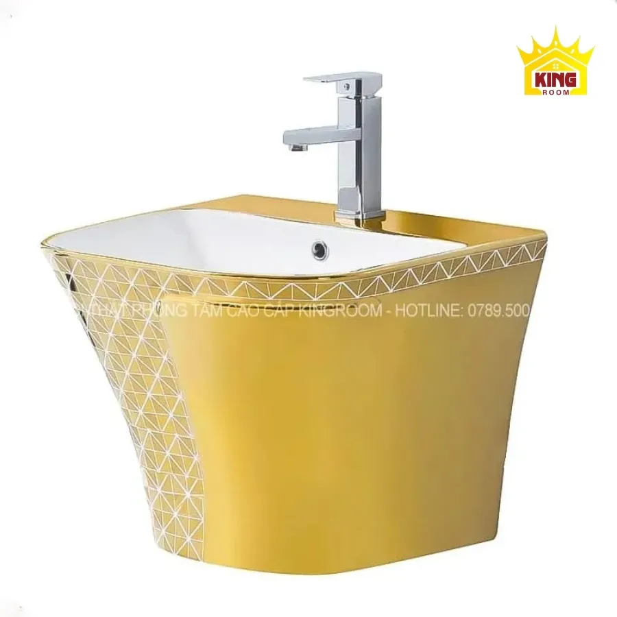 kích thước lavabo treo tường mạ vàng, sang trọng