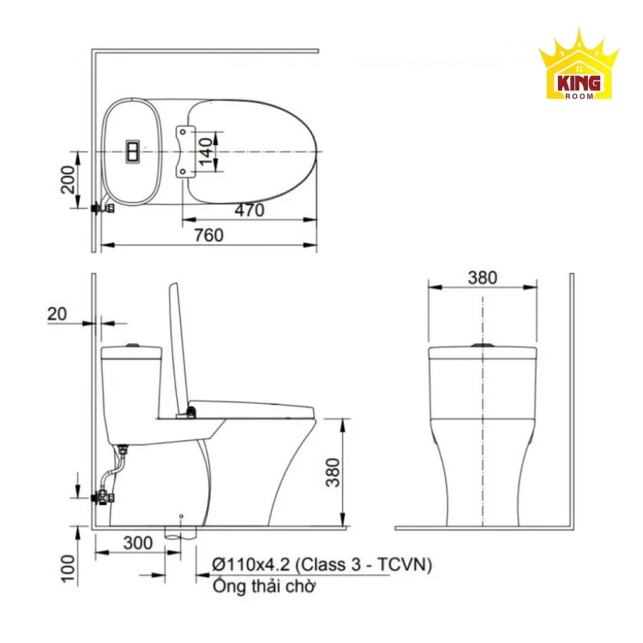 kích thước bồn cầu 1 khối