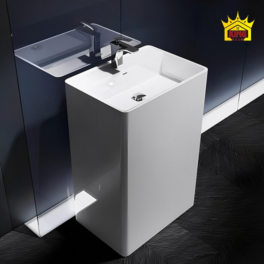 Mẫu lavabo chữ nhật chân đứng cổ điển