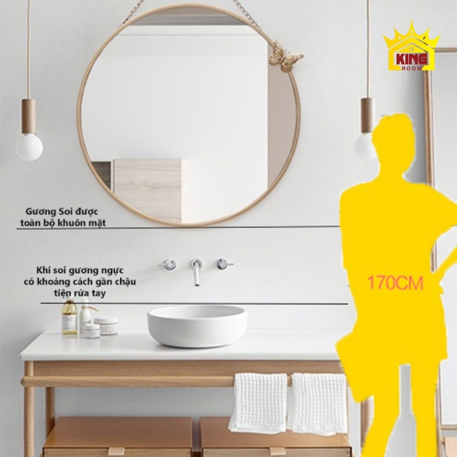 Kích thước lắp đặt đúng tiêu chuẩn cho gương soi