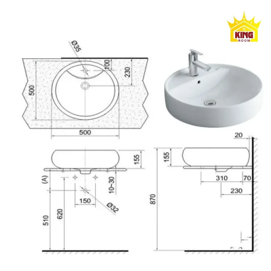 Ảnh hưởng của chiều cao lavabo nổi tới không gian phòng tắm