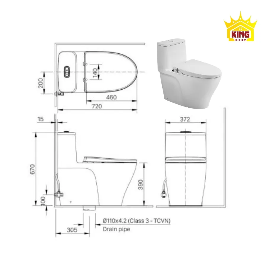 Kích thước bồn cầu Inax