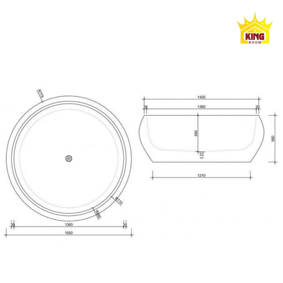 Kích thước bồn tắm tròn thông dụng nhất 2025