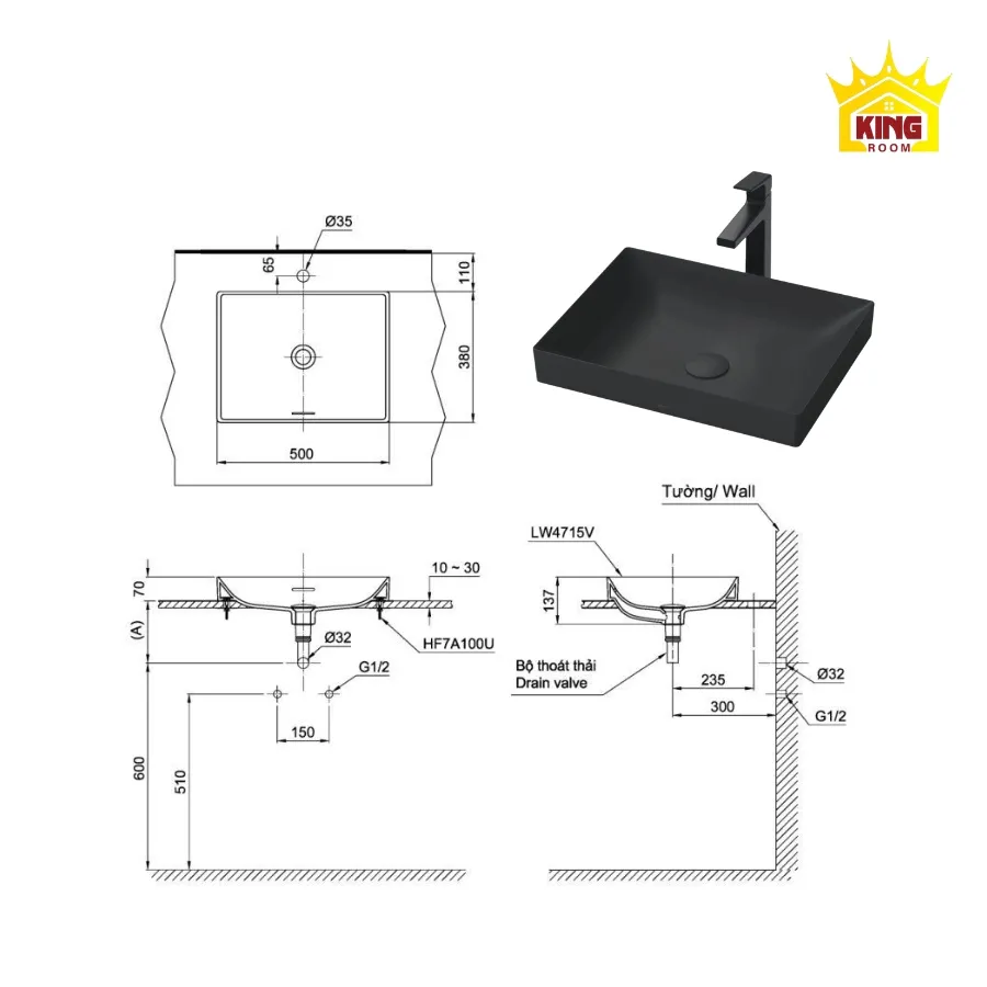 Kích thước chuẩn các dòng chậu rửa lavabo TOTO