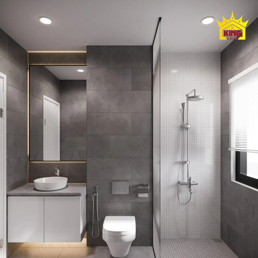 Phòng tắm 4m2 có khu vực tắm ướt riêng biệt mẫu số 3